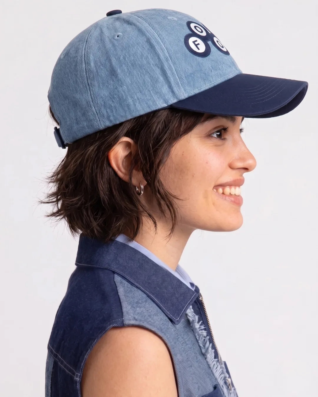 Dual Tone Logo Pool Cap – FOUROZ unisex denim cap – view 8