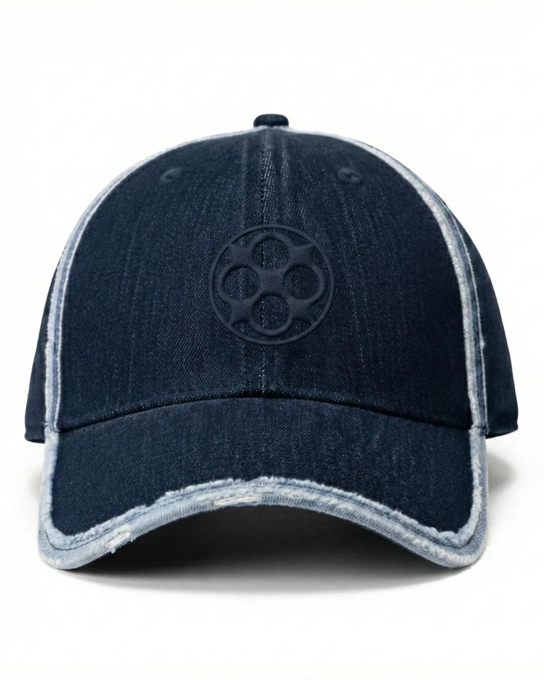 FOUROZ Shadow Denim Cap – dark blue denim unisex cap – front view