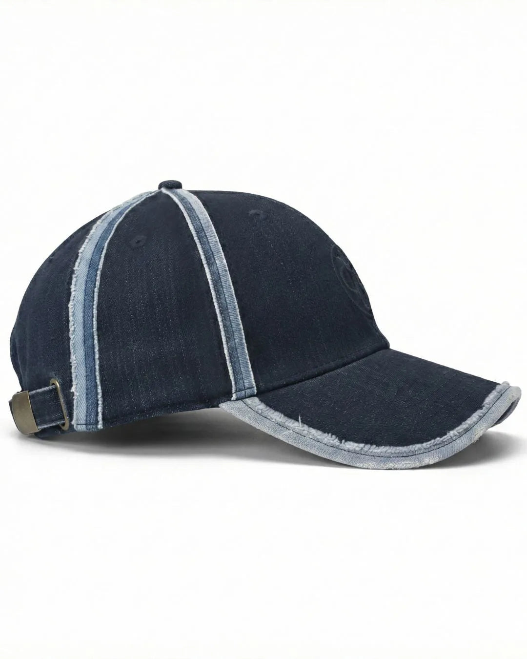 FOUROZ Shadow Denim Cap – side view with raw-edge brim