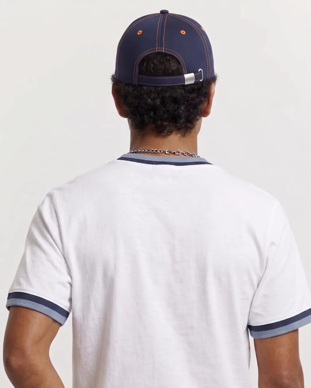 Navy Orange Contrast Stitch Cap – FOUROZ unisex cap – view 9
