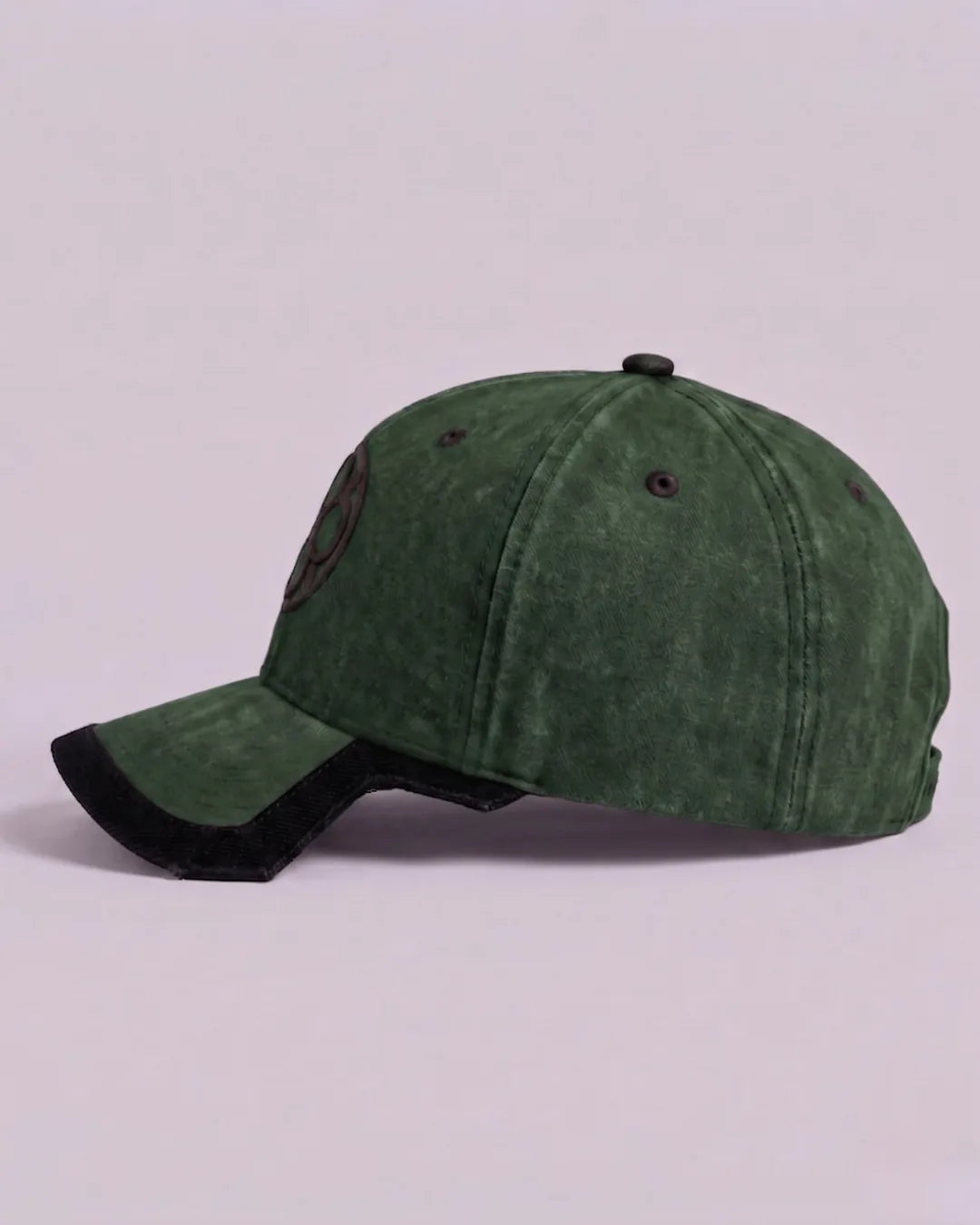 Olive Washed Badge Cap – FOUROZ unisex green cap – view 2