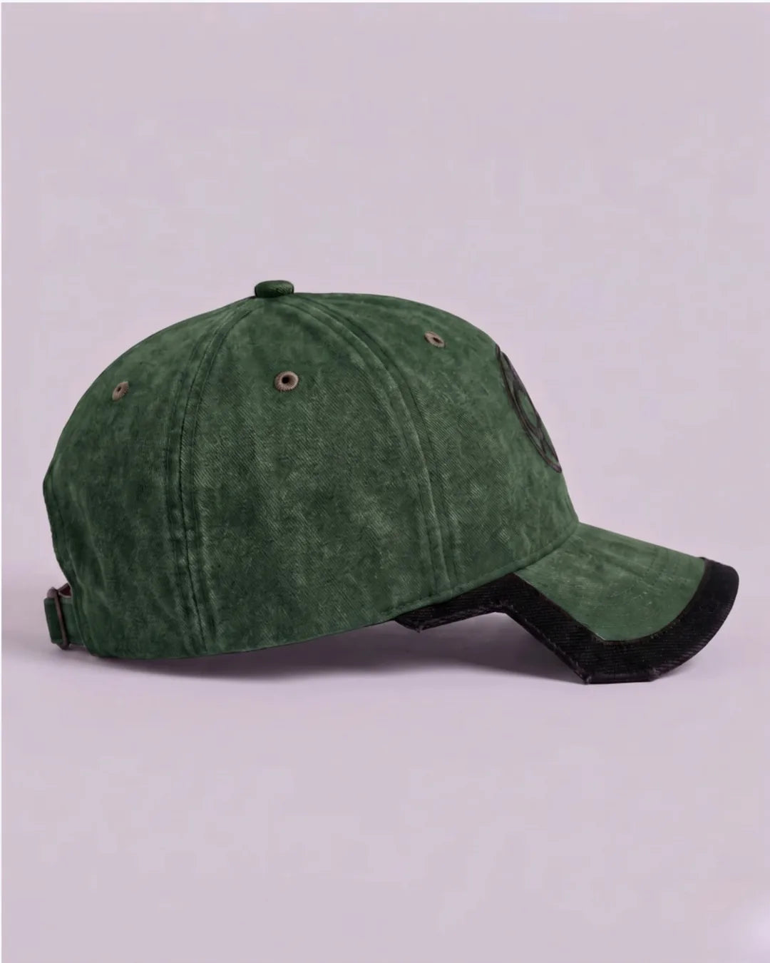 Olive Washed Badge Cap – FOUROZ unisex green cap – view 4