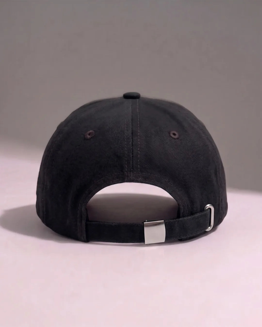 Red Flame Typography Black Cap – FOUROZ unisex cap – back view
