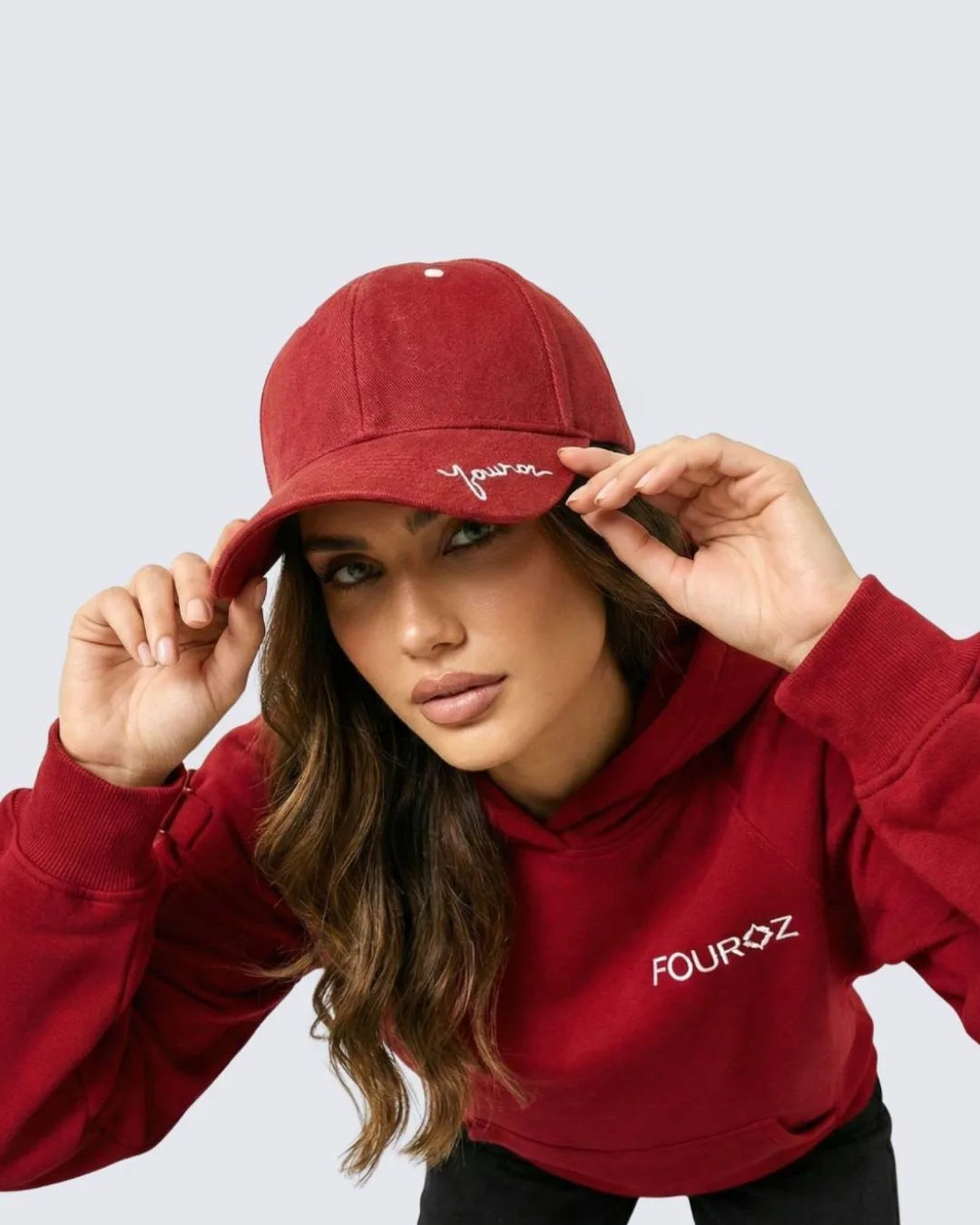 Red Fouroz Signed Cap – on model