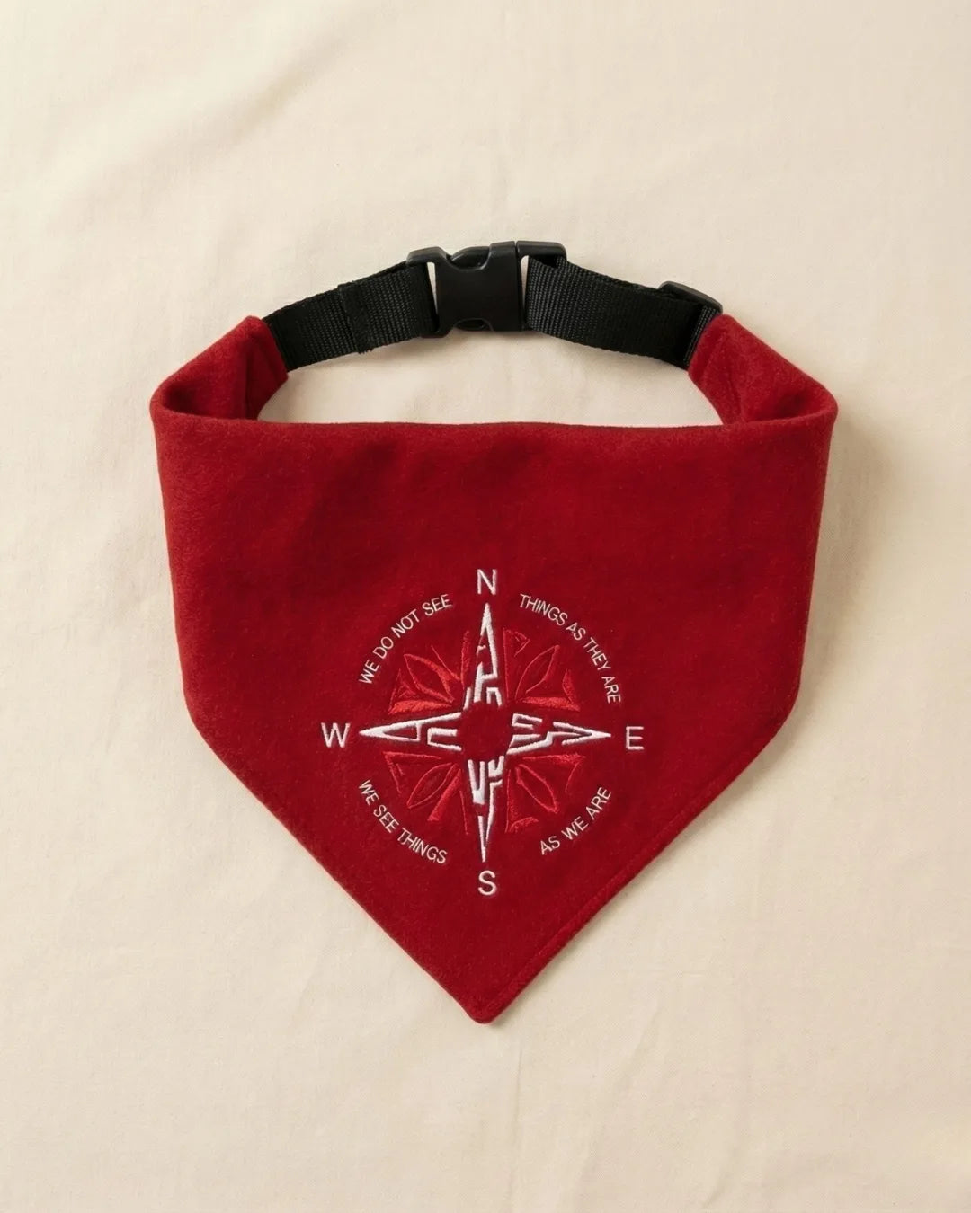 PAWROZ red dog bandana – flat lay